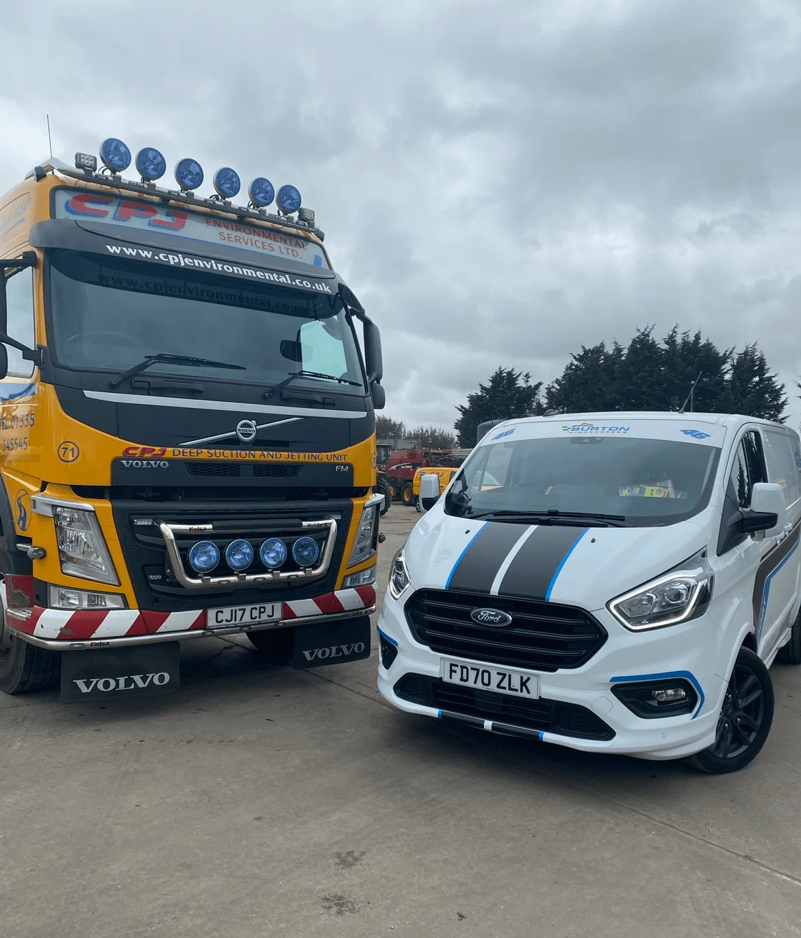 Burton Windscreens service van beside a commercial vehicle