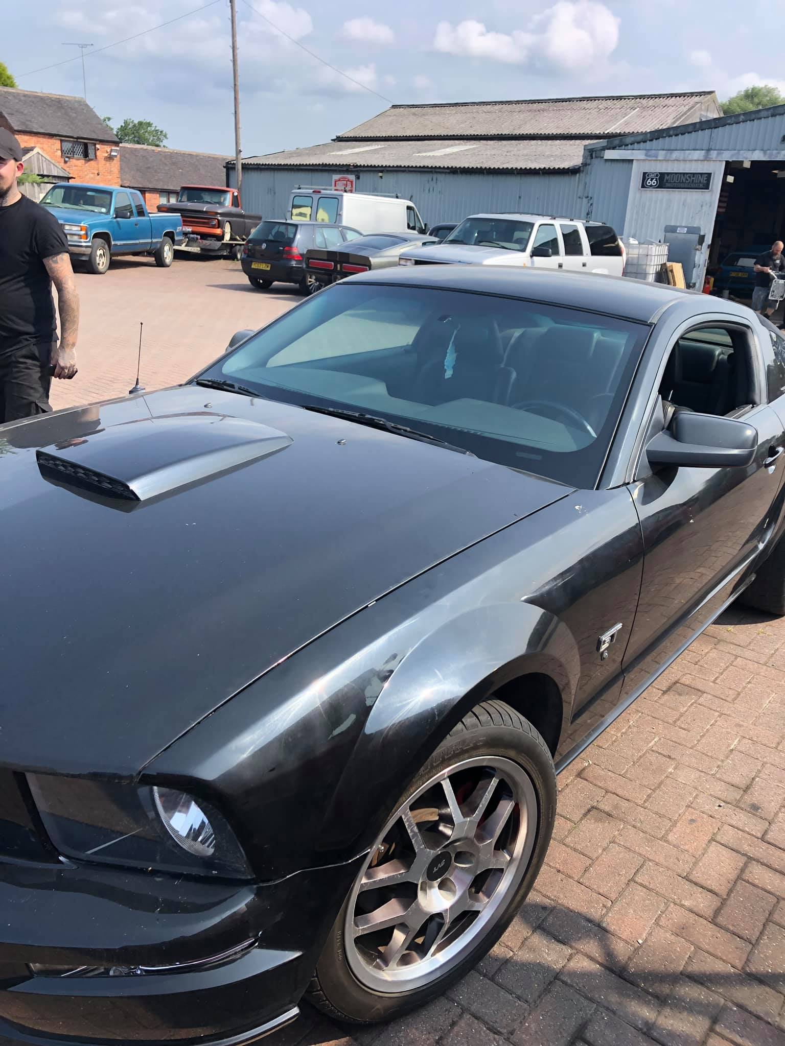 Classic grey car ready for specialist windscreen work